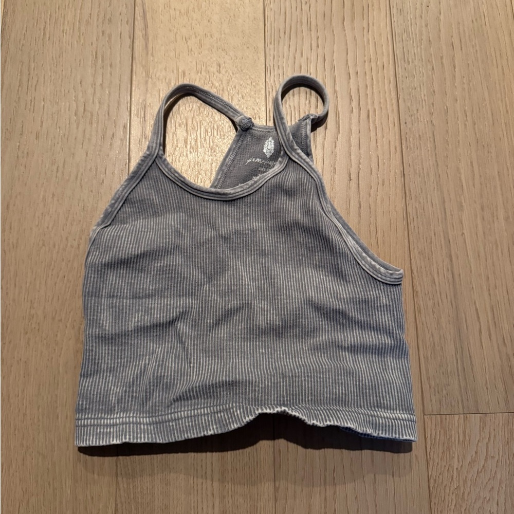 Gray Ribbed Free People Top